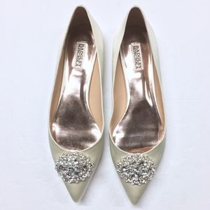 BADGLEY MISCHKA Davis Satin Embellished Flats